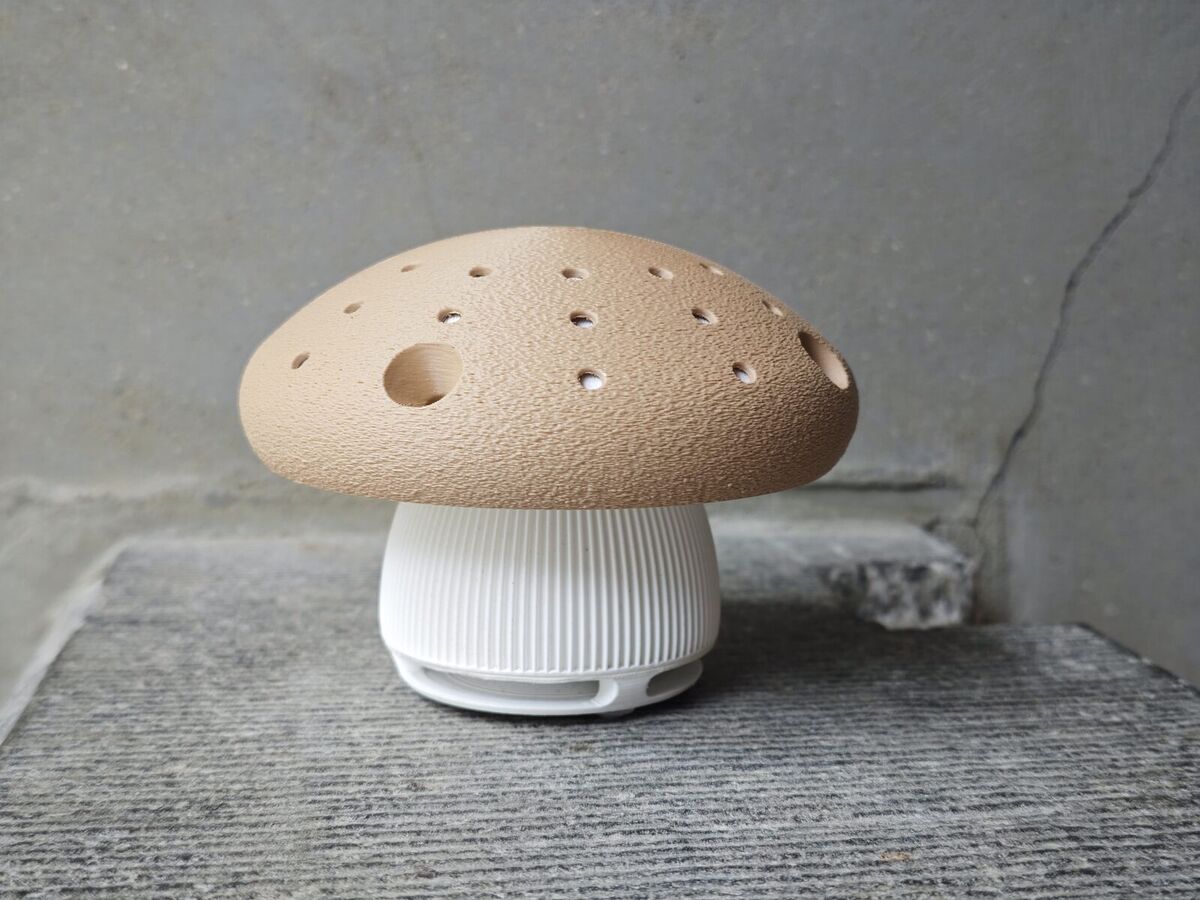 Mushroom — objet champignon imprimé, micro et haut-parleur du lieu